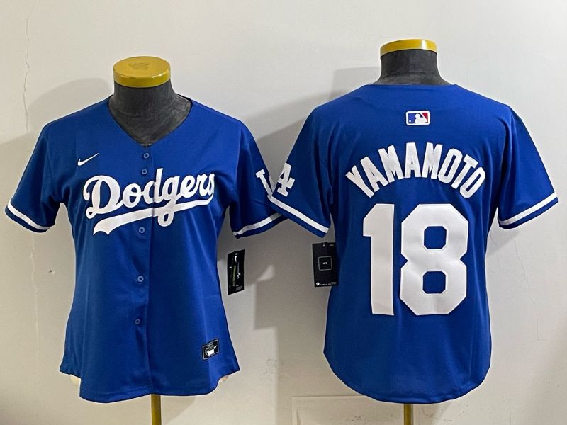 Women 2025 Los Angeles Dodgers #18 Yamamoto Blue Game Nike MLB Jersey style 0015